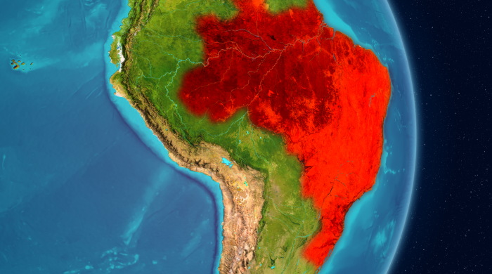 Mapa do Brasil em onda de calor